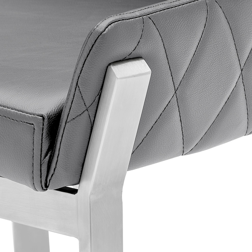 Sydney Leatherette Dining Chair With Brushed Stainless Steel Legs   Contemporary   Dining Chairs   by Zuri Furniture  Houzz