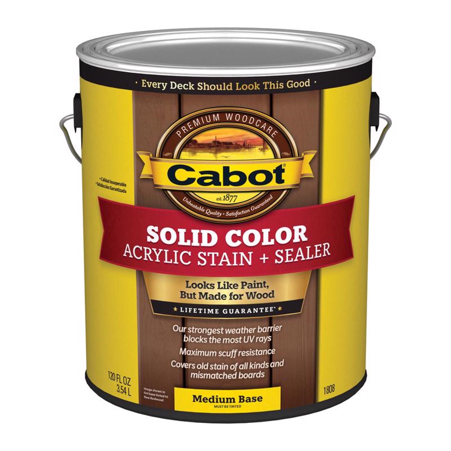 Cabot Solid Color Acrylic Stain \u0026 Sealer Solid Tintable Medium Base Acrylic Deck Stain 1 gal