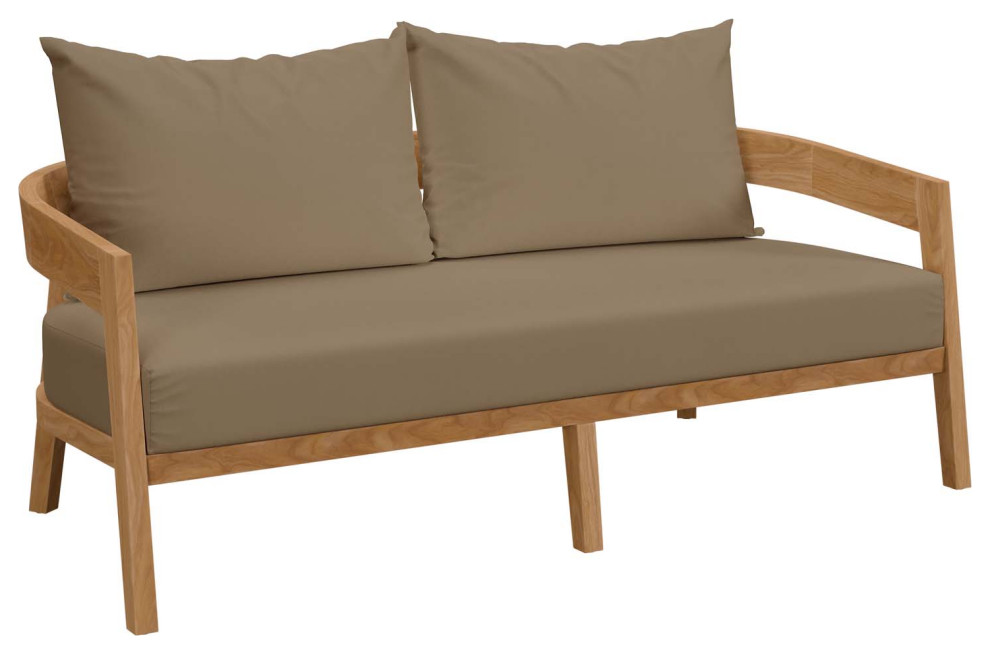 Brisbane Teak Wood Outdoor Patio Loveseat   Transitional   Outdoor Loveseats   by Modway  Houzz