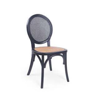 Noble House Chittenden Matte Black Wood Dining Chair (Set of 2) 69367