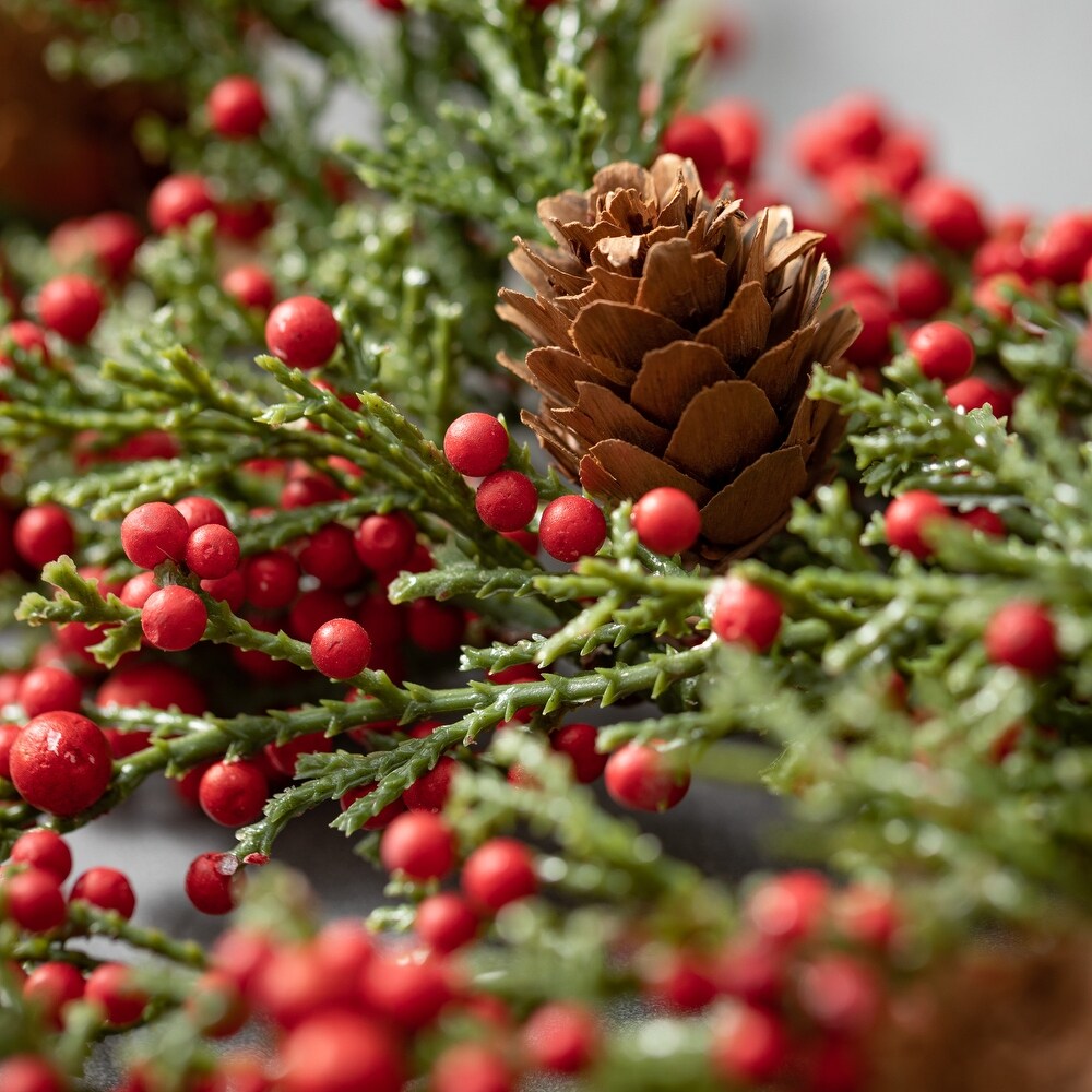 Artificial Cedar And Berry Stem Multicolor 19\