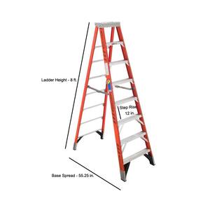 Werner 8 ft. Fiberglass Step Ladder with 375 lbs. Load Capacity Type IAA Duty Rating 7408