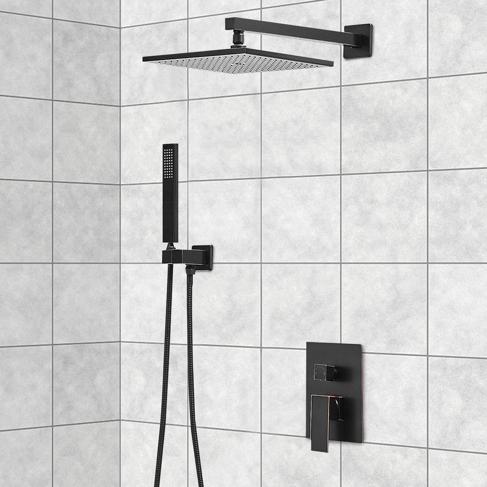 WELLFOR 2-Spray Patterns with 2.5 GPM 10 in. Wall Mounting Dual Shower Heads in Oil Rubbed Bronze FH75010-ORB