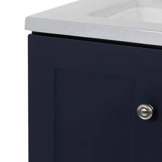 Glacier Bay Bannister 36.5 in. W x 18.75 in. D Bath Vanity in Deep Blue with Cultured Marble Top in Colorpoint White with White Sink BA36P2-DB