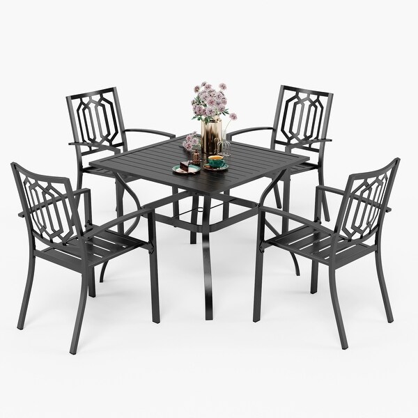 5piece Outdoor Ecoated Patio Dining Set with Stackable Chairs