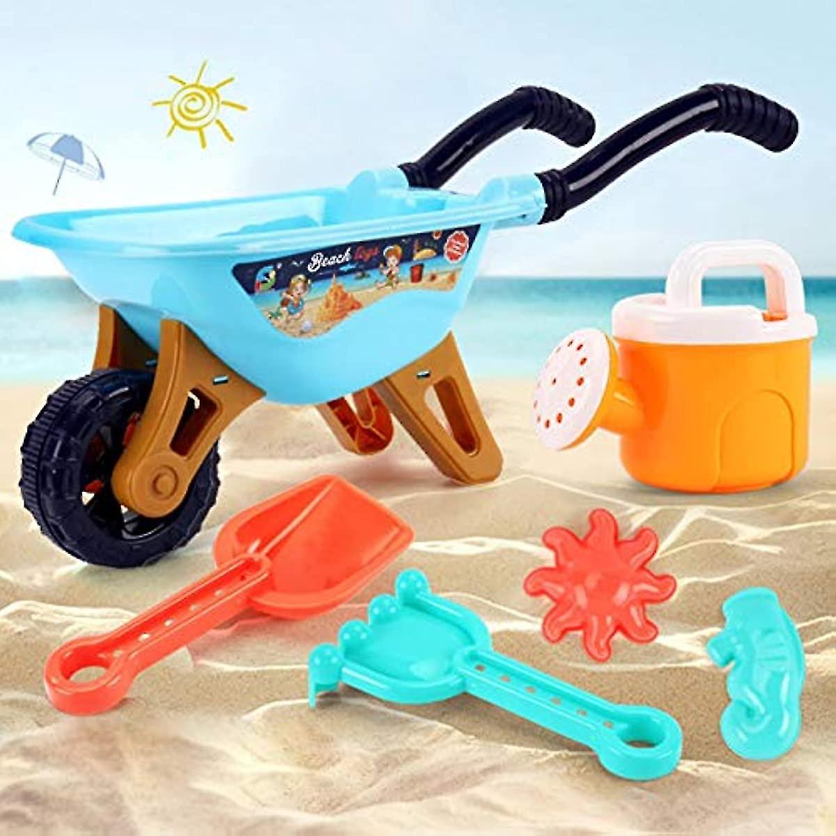 Beach Toys Set - 6 Pcs Summer Beach Toys Safe Children Sand Toy Set For Kids Wheelbarrow  Play Sand Beach Toys Set Bucket And Spade Set  Sea Animal Mo