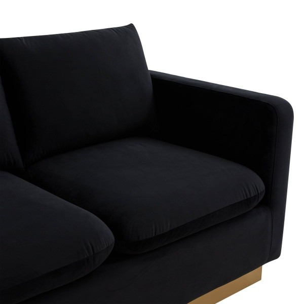 LeisureMod NS83BL Nervo Midnight Black Modern Mid Century Gold Frame Velvet Sofa   Contemporary   Sofas   by clickhere2shop  Houzz