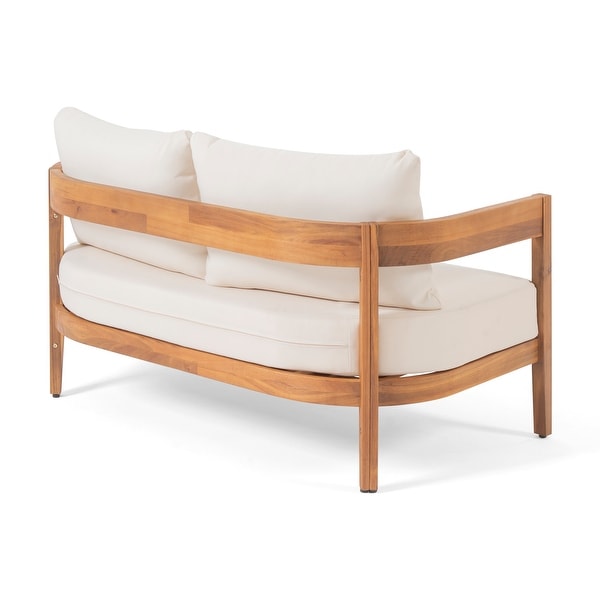 Brooklyn Outdoor Acacia Wood Loveseat Set with Coffee Table by Christopher Knight Home