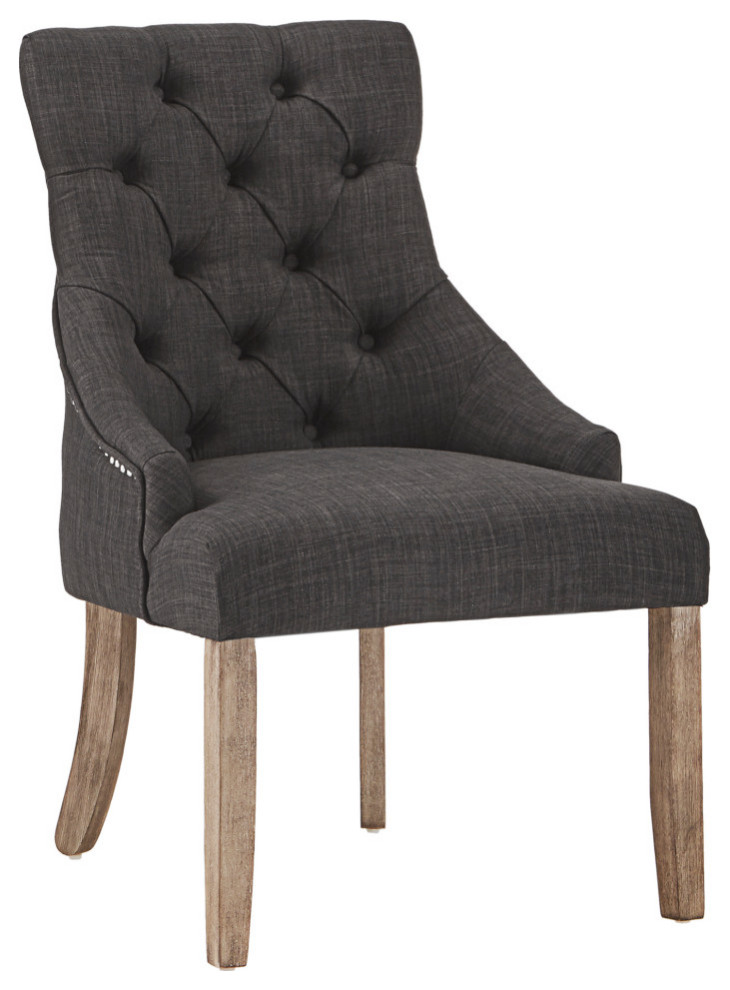 Petra Gray Finish Linen Curved Back Tufted Dining Chair  Set of 2   Transitional   Dining Chairs   by Inspire Q  Houzz