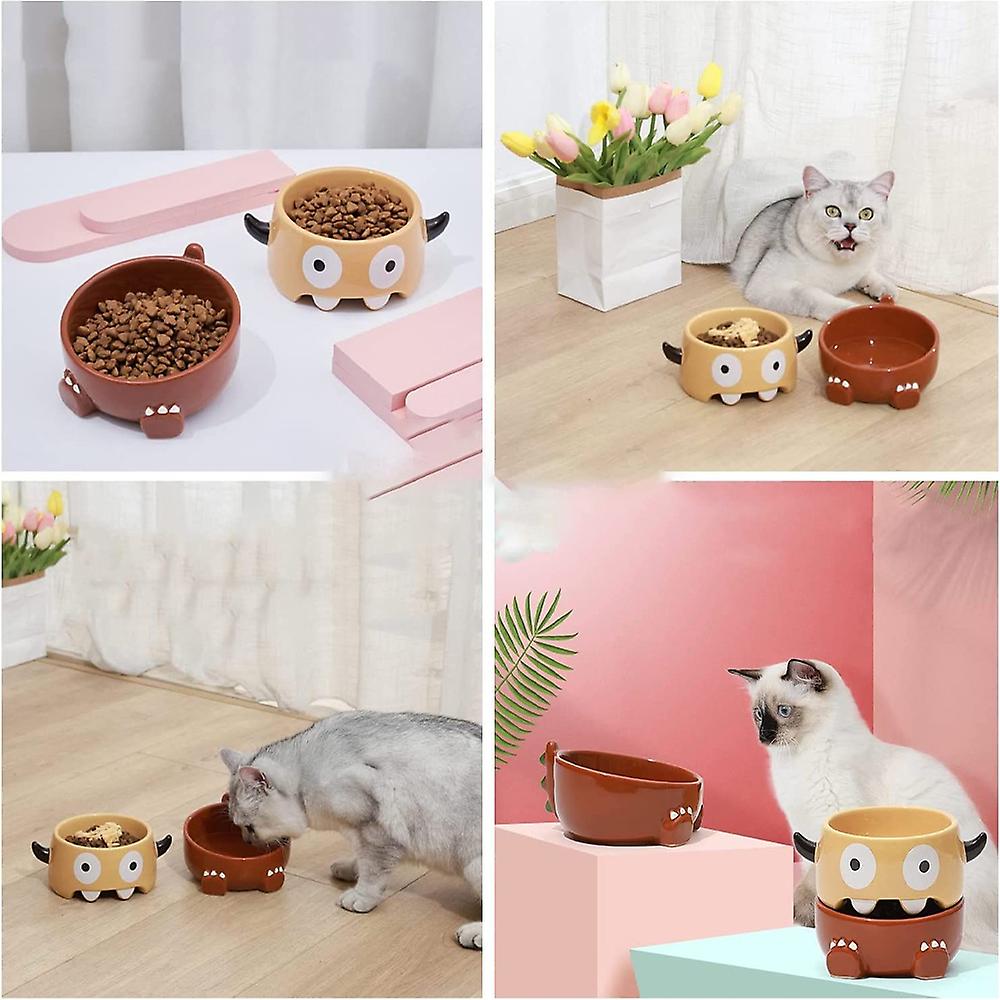 Cute Cat Bowl Ceramic ， Ceramic Pet Bowls For Cats And Dogs ， Pet Dish For Dry Or Wet Food And Water-dinosaur