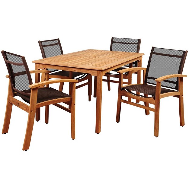 New Pacific 5pc Patio Teak Wood Dining Set International Home Miami