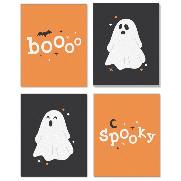 Big Dot Of Happiness Spooky Ghost Unframed Ghouls Halloween Linen Paper Wall Art Set Of 4 Artisms 8 X 10 Inches