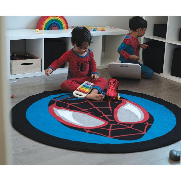 Ukonic Marvel Spider man Miles Morales Mask Round Printed Area Rug 52 Inches