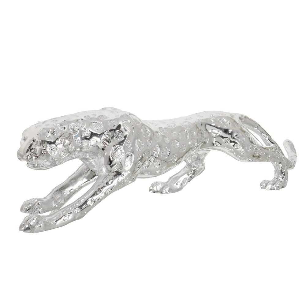 Standing Silver Leopard Large 31 Inches Long