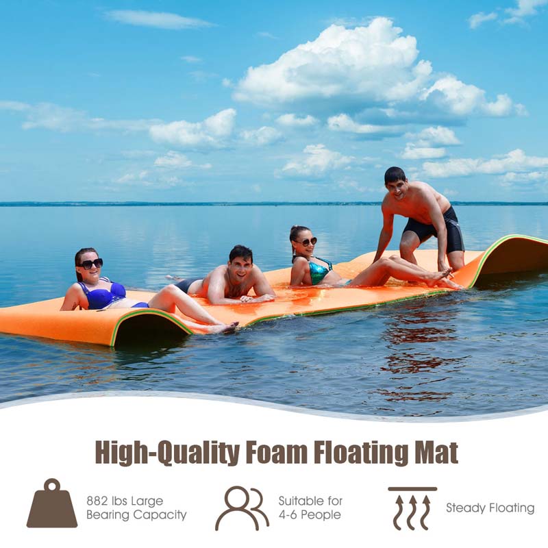 12 x 6 FT Floating Water Pad 3-Layer Tear-Resistant XPE Foam Mat Roll-Up Floating Island for 4-6 Person