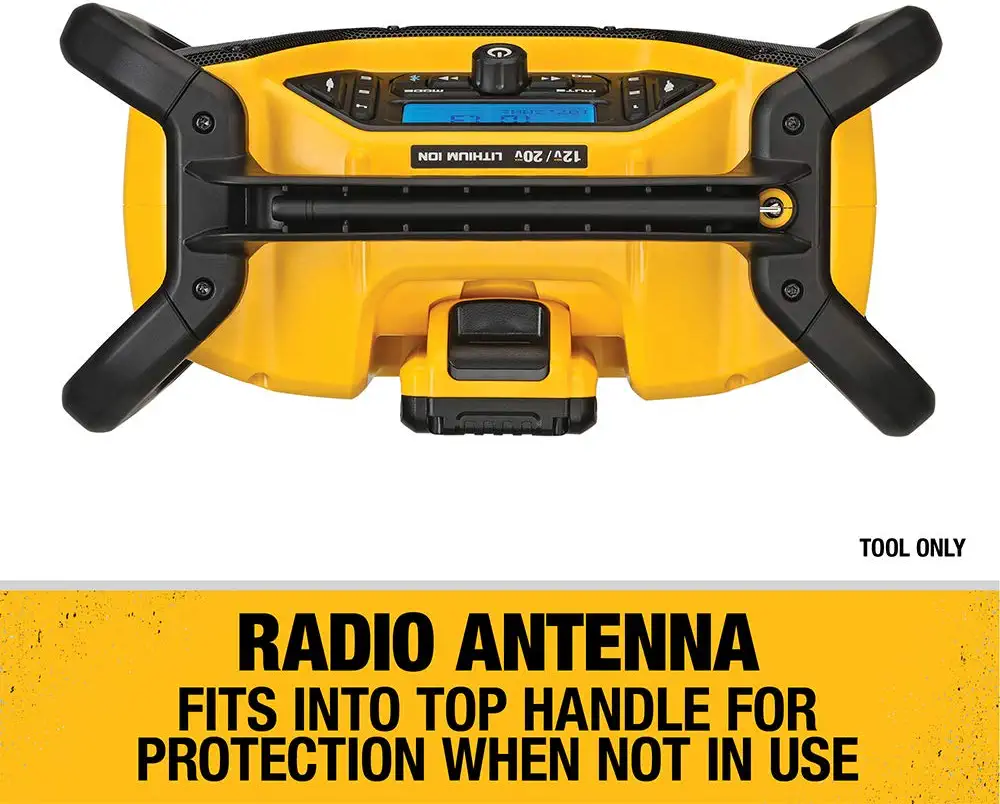 DEWALT DCR028B 12-Volt or 20-Volt Max Water Resistant Cordless Bluetooth Jobsite Radio Bluetooth Adapter