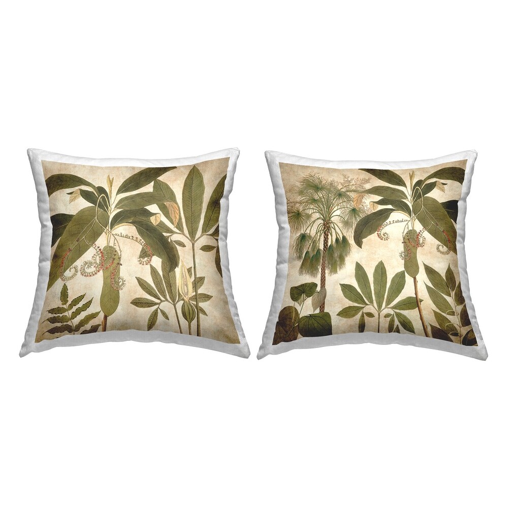 Stupell Vintage Vegetation Leaves Printed Throw Pillow Design by Chris Donovan (Set of 2)