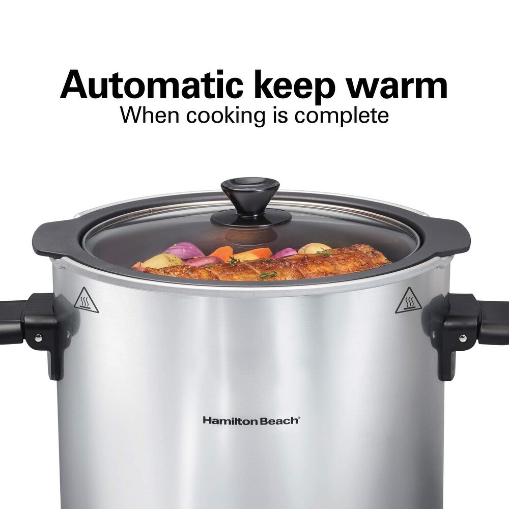 Sear   Cook Stock Pot Slow Cooker with Stovetop Safe Crock  Large 10 Quart Capacity  Programmable  Silver