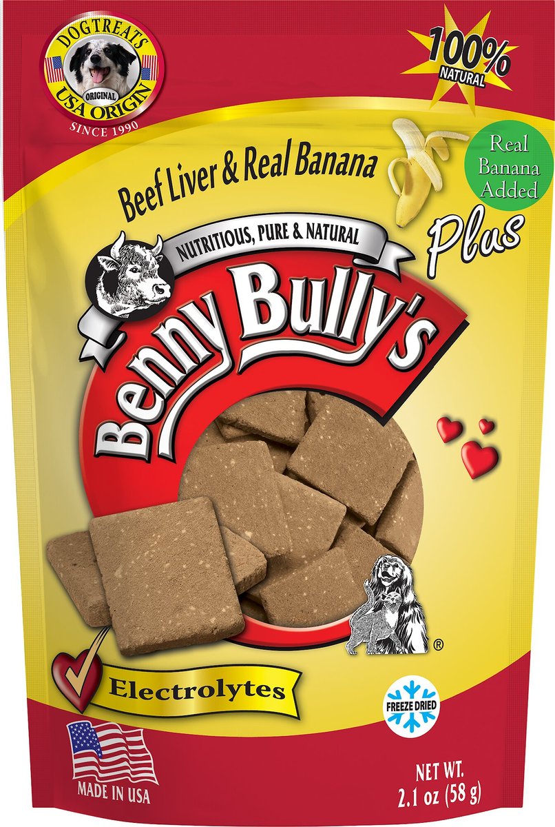 Benny Bullys Plus Beef Liver and Banana Freeze-Dried Dog Treats， 2.1-oz bag