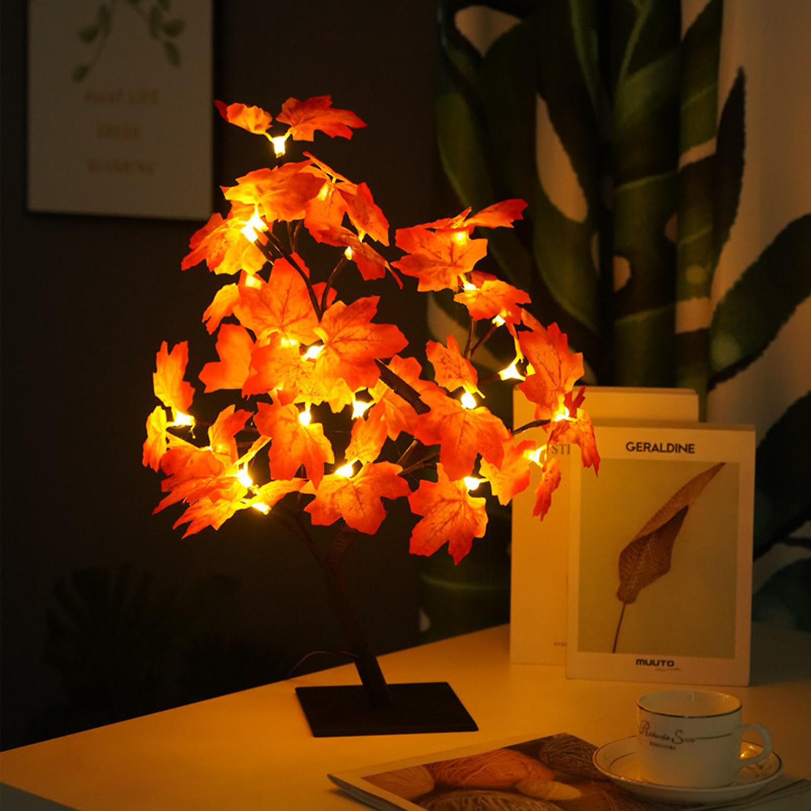 Iron Art Simulation Maple Leaves Lamp Usb Night Light Indoor Christmas Decoration Luminous Tree Lamp No.249398