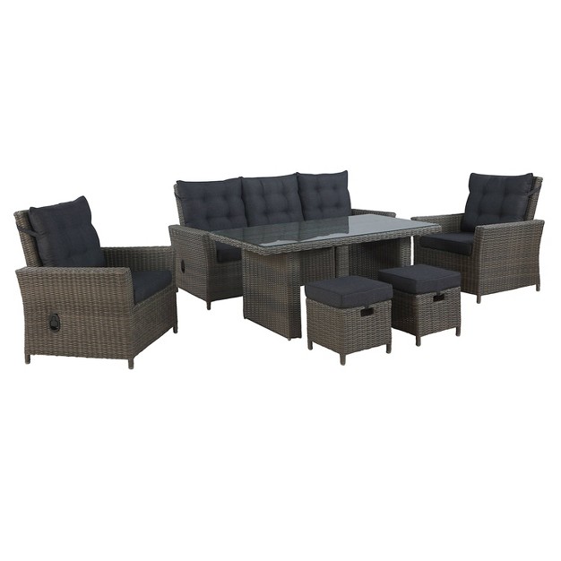 Asti 6pc Wicker Outdoor Seating Set Gray Alaterre Furniture