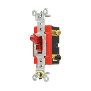 Leviton 20 Amp Industrial Grade Heavy Duty Double-Pole Pilot Light Toggle Switch Red 1222-PLR