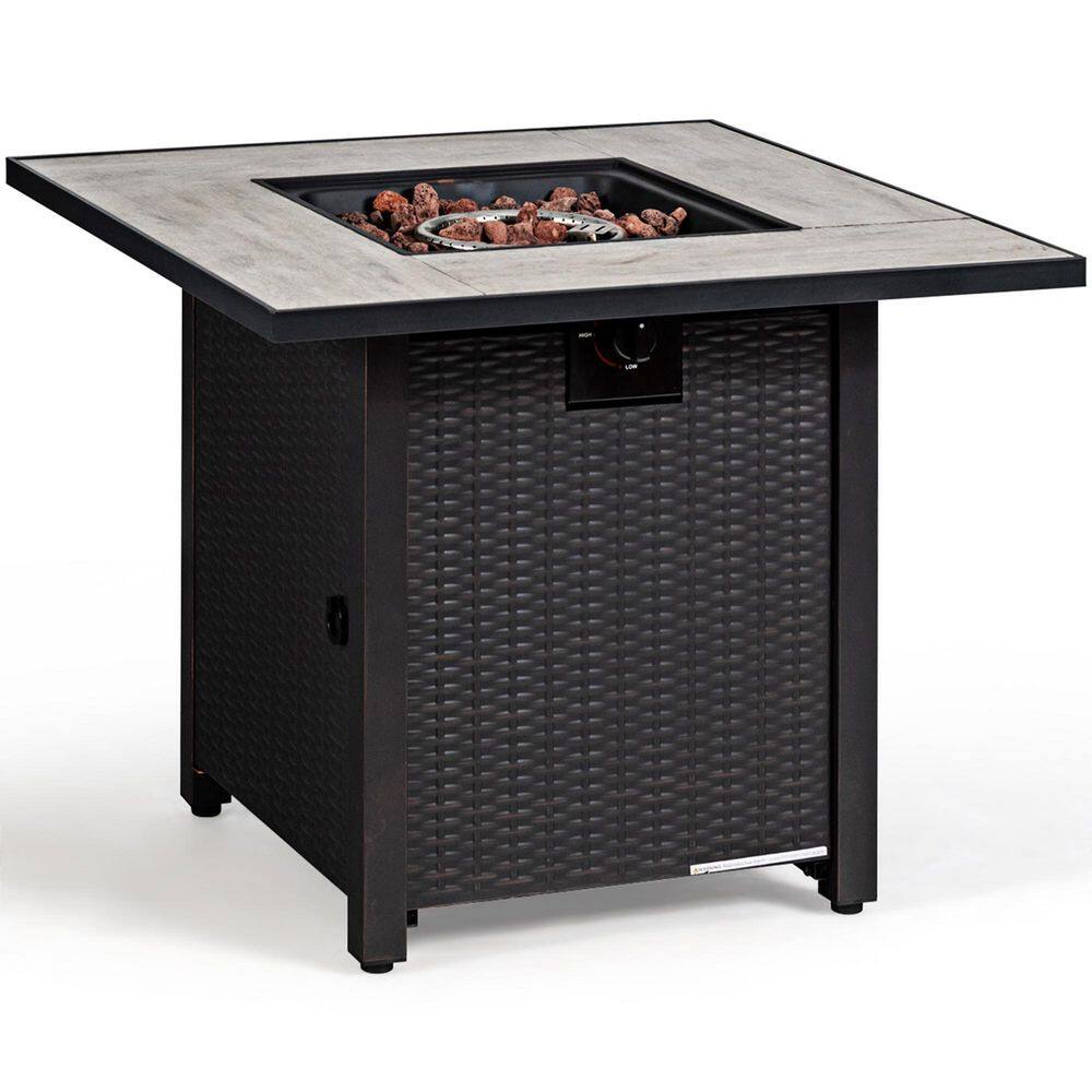 Gymax 30 in. Gas Fire Table 50000 BTU Square Propane Fire Pit Table Patio Yard GYM05887