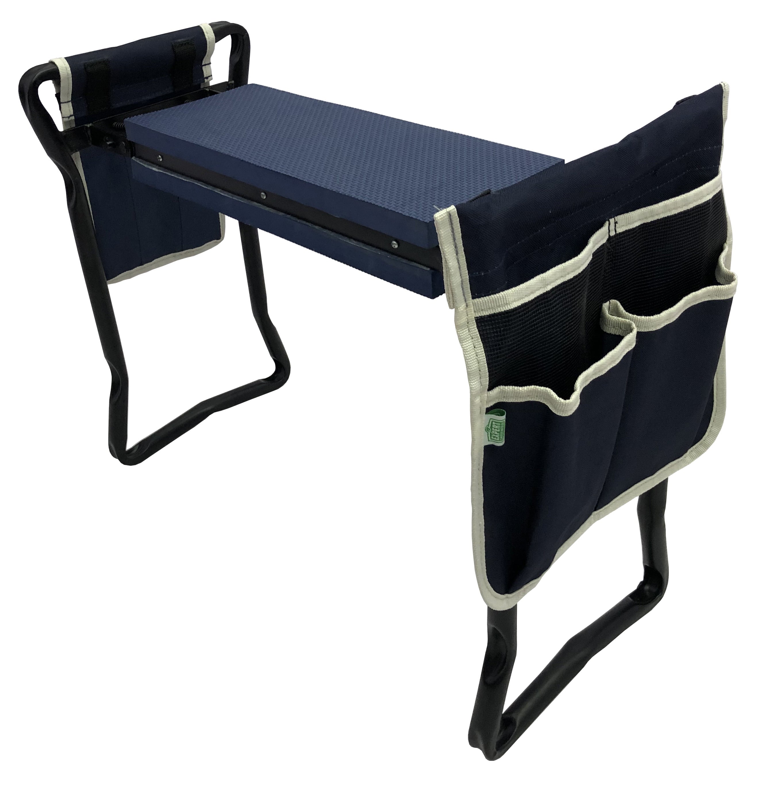 Expert Gardener Steel Folding Gardening Kneeler with Blue Pockets