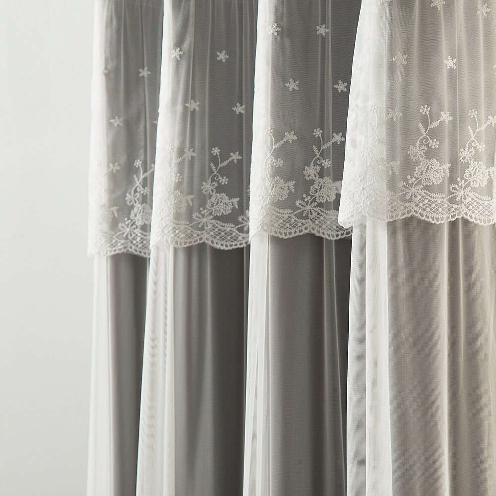 Aurora Home Tulle Sheer with Attached Valance   Blackout Mix   Match