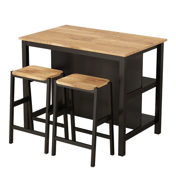 3 PCS Dining Table Set for 2 with Two Open Shelves