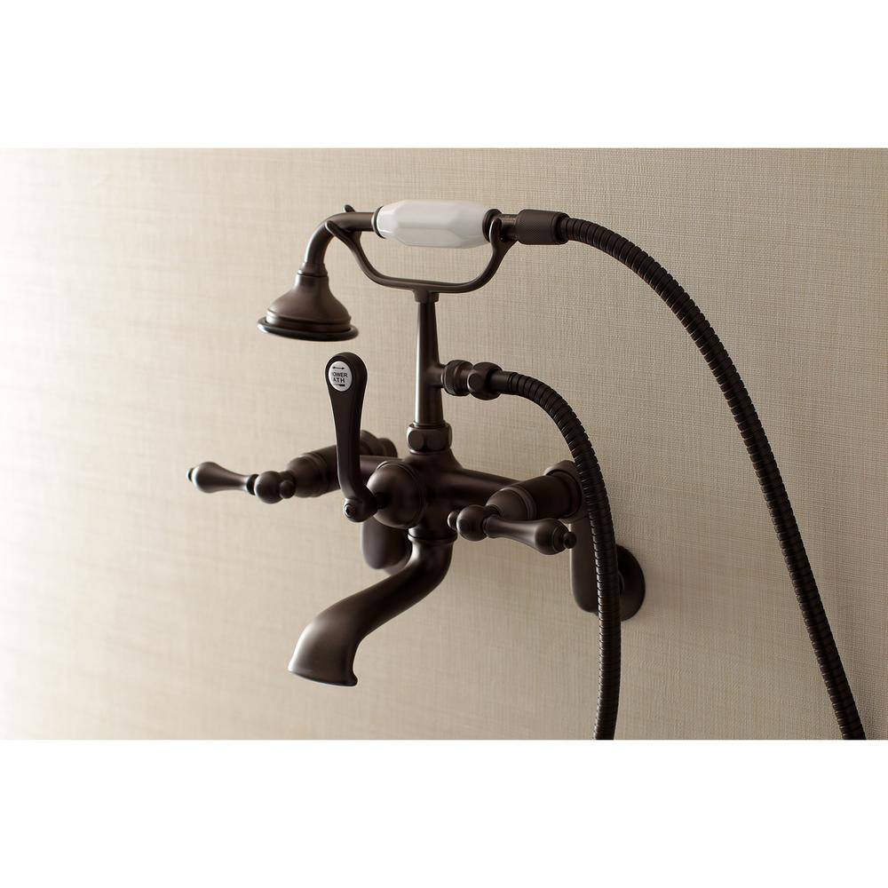 Kingston Brass Traditional Adjustable Center 3-Handle Claw Foot Tub Faucet with Handshower in Oil Rubbed Bronze HAE51T5