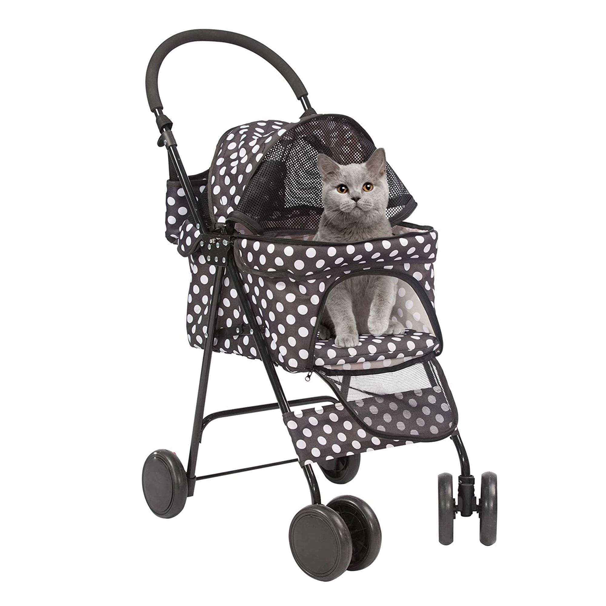 Karmas Product Folding Dog Stroller Travel Cage Stroller for Pet Cat Kitten Puppy Carriages