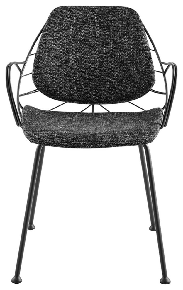 Linnea Armchair  Matte Black Frame and Legs  Set of 2   Midcentury   Dining Chairs   by Euro Style  Houzz