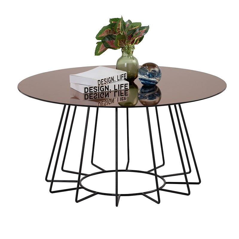 CYRUS Round Coffee Table - Bronze Mirror & Black