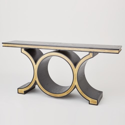 Stunning Midcentury Chain Link Console Table  Black Gold Dark Wood   Contemporary   Console Tables   by My Swanky Home  Houzz