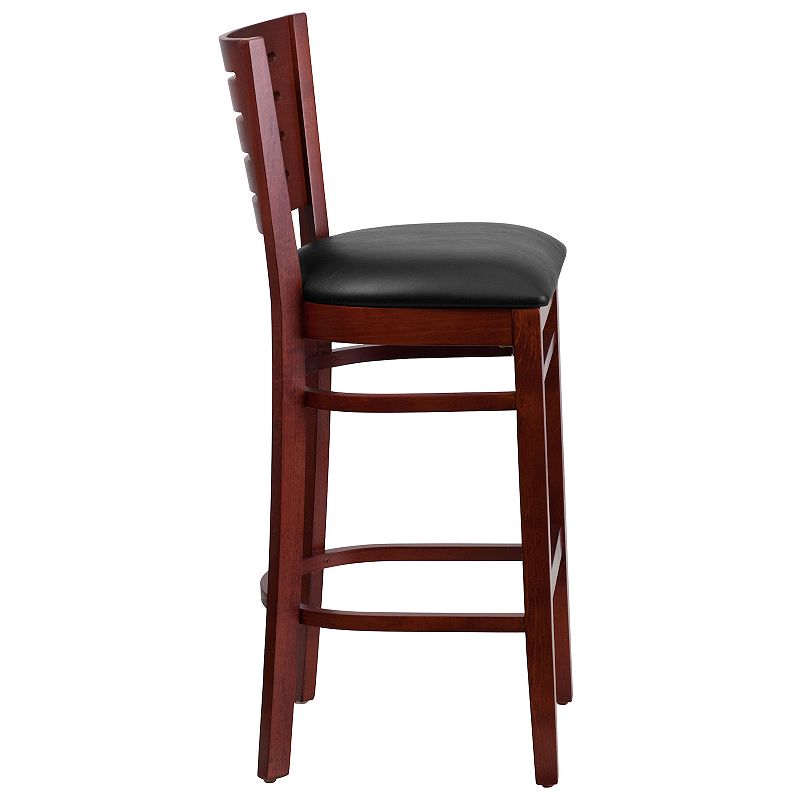 Emma and Oliver Slat Back Walnut Wood Barstool