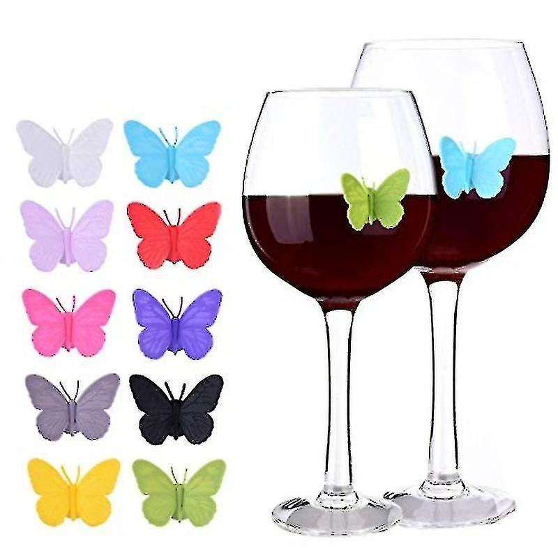 6pcs/set Creative Cute Wine Glass Charm Suction Butterfly Decorative Wine Glass Marker Wine Glass Ta