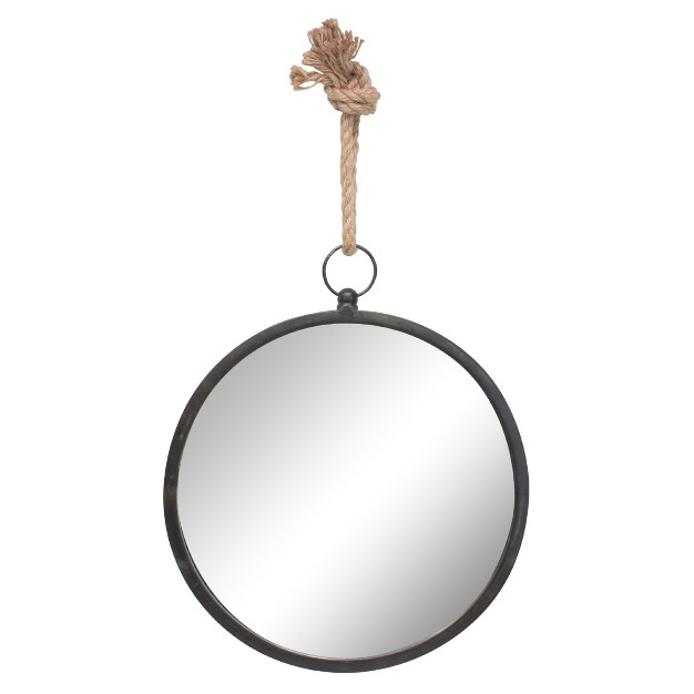 Large Round Metal Wall Mirror With Rope Hanging Loop Stonebriar Collection