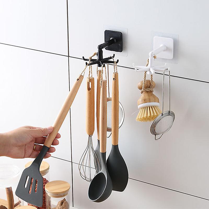 Hole-free Rotating Hook Multifunctional Spoon Spatula Storage Rack Wall-mounted Kitchen Utensil Rack Kitchen Rack