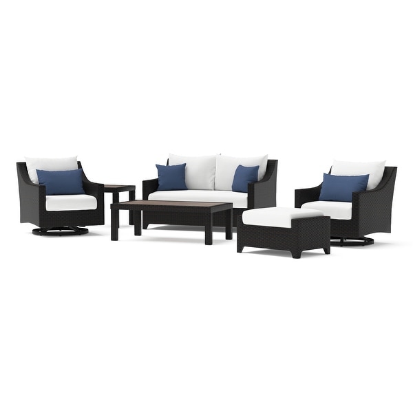 Deco 6 Piece Sunbrella Outdoor Patio Love and Motion Club Seating Set