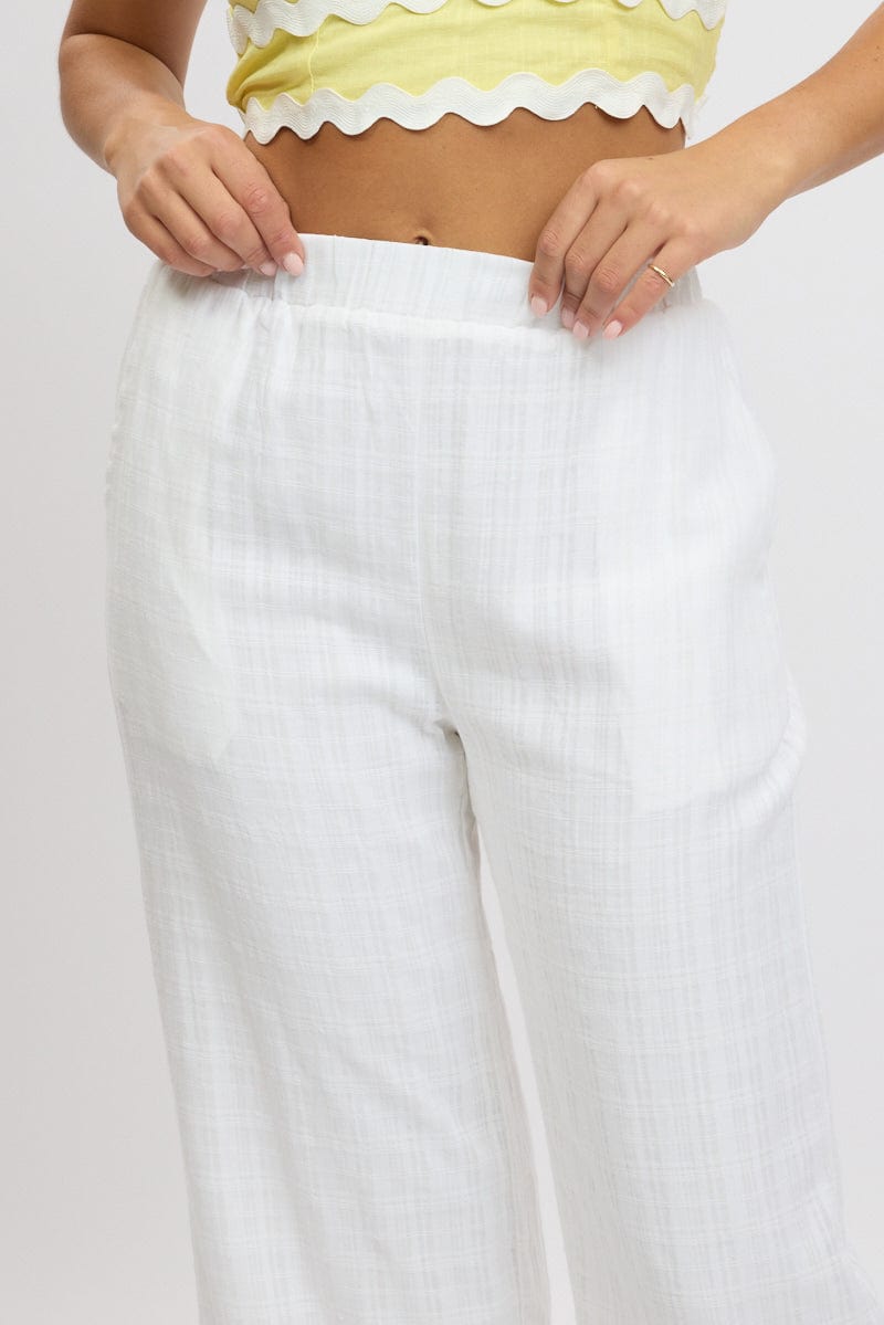 White Wide Leg Pants Elasticated Waist