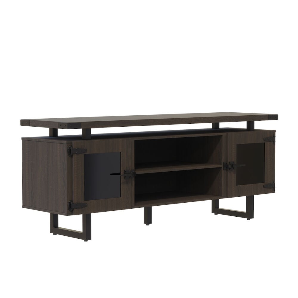 Low Wall Entertainment Center  TV Stand  Media Storage Cabinet