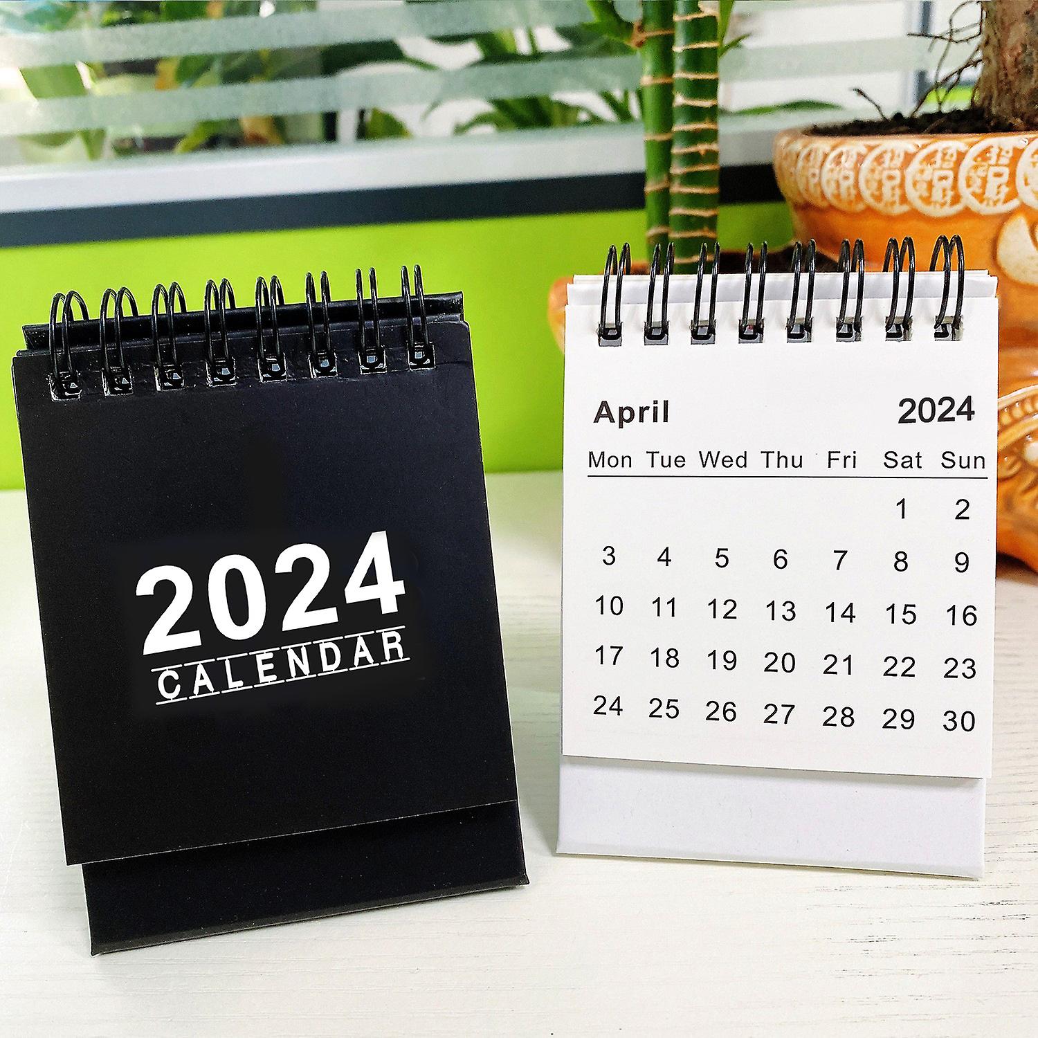 In 2024， Simple And Creative English Mini Desk Calendar Office Desktop Ornaments Portable Calendar-white