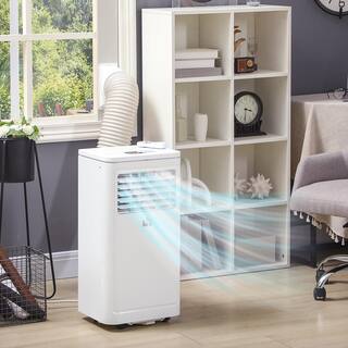 HOMCOM 10000 BTU Portable Air Conditioner Fan with Remote for Rooms Up to 170 Sq. Ft. with Dehumidifier Fan Wheels White 823-041V81CW