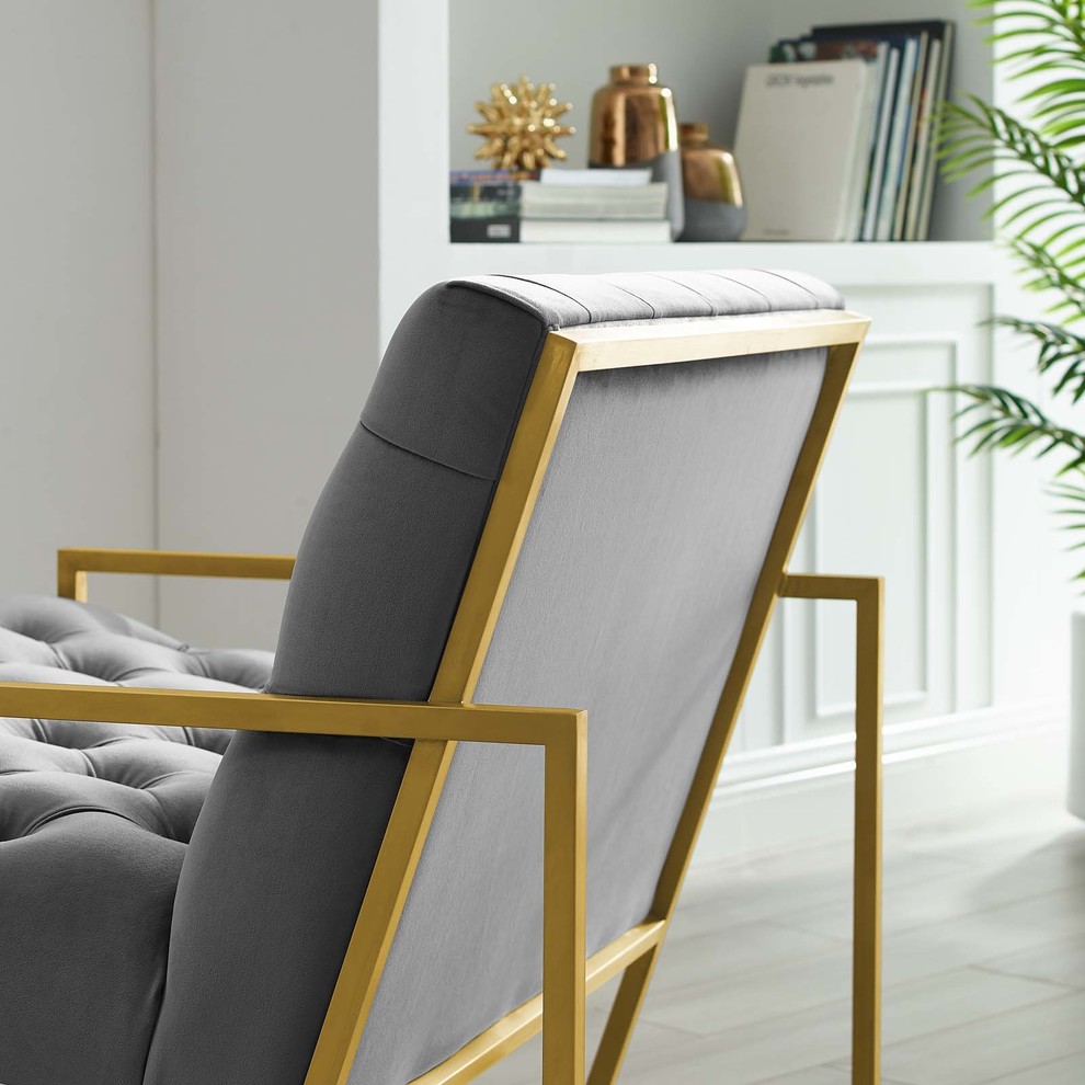 Modern Urban Living Stainless Accent Chair  Velvet Fabric   Contemporary   Armchairs And Accent Chairs   by House Bound  Houzz