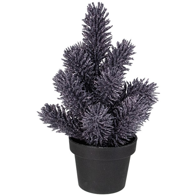 Gray Potted Glittered Artificial Mini Pine Christmas Tree Unlit