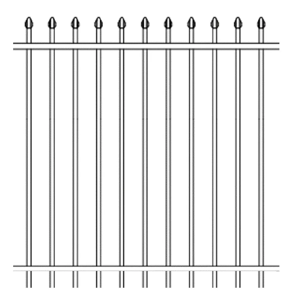 Black Powder Coated Spear Top Picket  Flat Bottom Strong Iron Fence Panels for Garden Pool in Courtyard