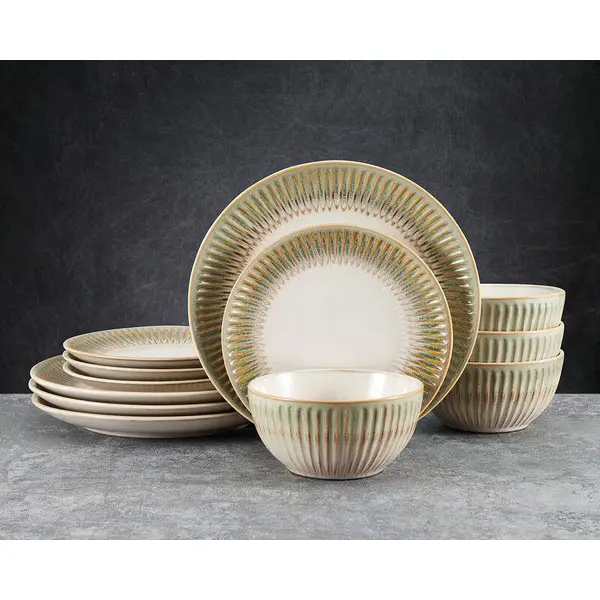 Pfaltzgraff 12-Piece Hensley Green Dinnerware Set