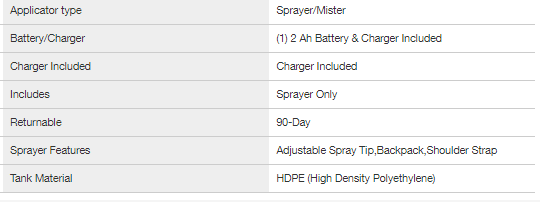 RYOBI P2860 ONE+ 18V Cordless Battery 4 Gal. Backpack Chemical Sprayer