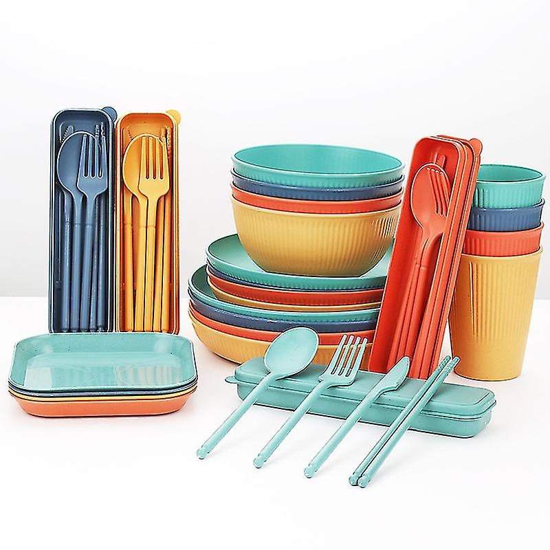 Camping Plate And Bowl Set Plastic Picnic Tableware Set